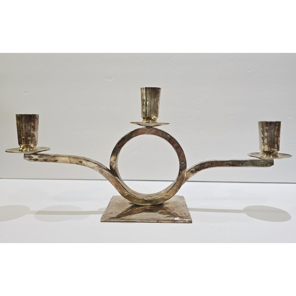 Restoration Hardware 3 Arm Candelabra MCM Hammered Silverplate Candle Holders